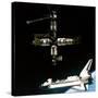 Space Shuttle Atlantis Departing the Mir Russian Space Station-null-Stretched Canvas