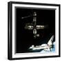 Space Shuttle Atlantis Departing the Mir Russian Space Station-null-Framed Photo