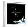 Space Shuttle Atlantis Departing the Mir Russian Space Station-null-Framed Photo