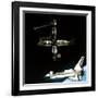 Space Shuttle Atlantis Departing the Mir Russian Space Station-null-Framed Photo