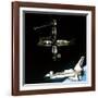 Space Shuttle Atlantis Departing the Mir Russian Space Station-null-Framed Photo