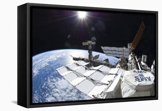 Space Shuttle Atlantis Docked to the International Space Station-null-Framed Stretched Canvas