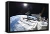 Space Shuttle Atlantis Docked to the International Space Station-null-Framed Stretched Canvas