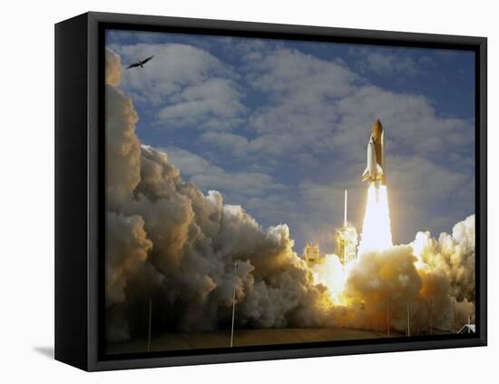 Space Shuttle Atlantis Lifts Off at the Kennedy Space Center in Cape Canaveral, Florida-null-Framed Stretched Canvas