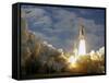 Space Shuttle Atlantis Lifts Off at the Kennedy Space Center in Cape Canaveral, Florida-null-Framed Stretched Canvas