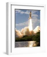 Space Shuttle Atlantis Lifts Off from its Launch Pad at Kennedy Space Center, Florida-null-Framed Photographic Print