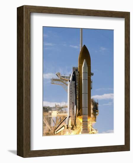 Space Shuttle Atlantis Lifts Off from its Launch Pad at Kennedy Space Center, Florida-null-Framed Photographic Print