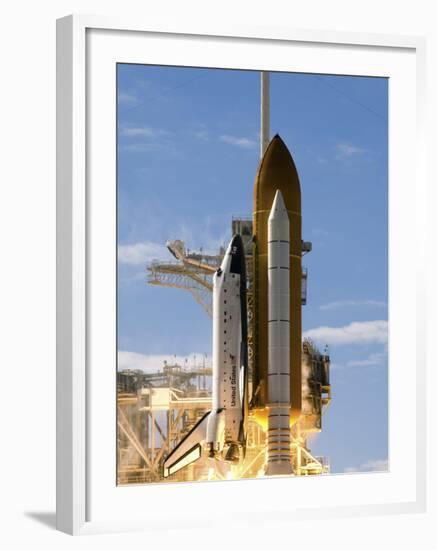 Space Shuttle Atlantis Lifts Off from its Launch Pad at Kennedy Space Center, Florida-null-Framed Photographic Print