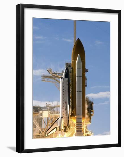 Space Shuttle Atlantis Lifts Off from its Launch Pad at Kennedy Space Center, Florida-null-Framed Photographic Print