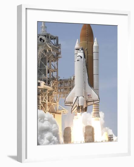 Space Shuttle Atlantis' Twin Solid Rocket Boosters Ignite-Stocktrek Images-Framed Photographic Print