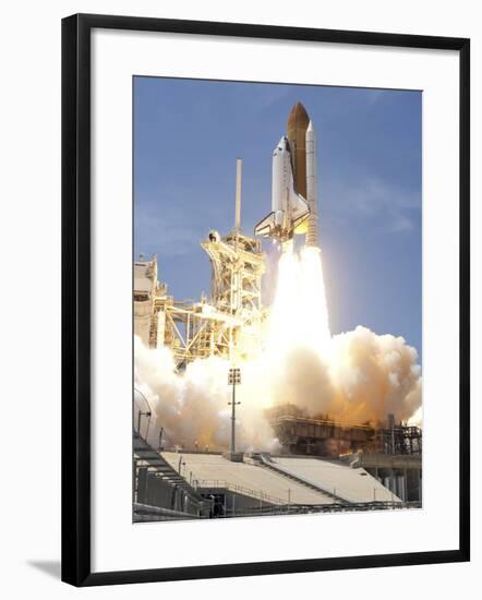 Space Shuttle Atlantis' Twin Solid Rocket Boosters Propel-Stocktrek Images-Framed Photographic Print