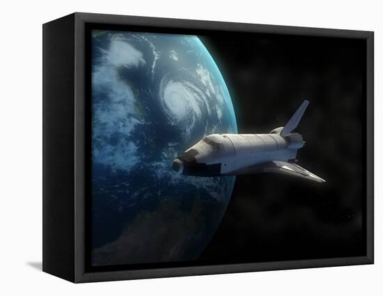 Space Shuttle Backdropped Against Earth-Stocktrek Images-Framed Stretched Canvas