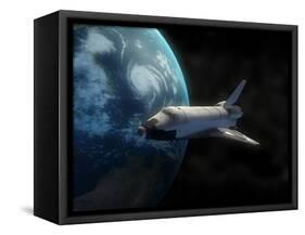 Space Shuttle Backdropped Against Earth-Stocktrek Images-Framed Stretched Canvas