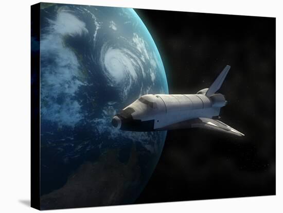 Space Shuttle Backdropped Against Earth-Stocktrek Images-Stretched Canvas