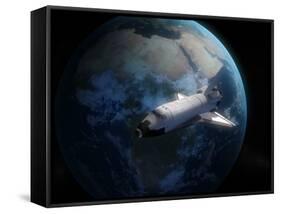 Space Shuttle Backdropped Against Earth-Stocktrek Images-Framed Stretched Canvas