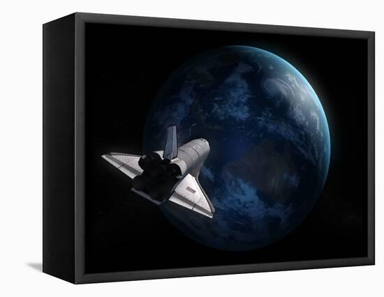 Space Shuttle Backdropped Against Earth-Stocktrek Images-Framed Stretched Canvas