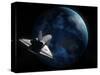 Space Shuttle Backdropped Against Earth-Stocktrek Images-Stretched Canvas