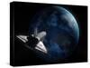 Space Shuttle Backdropped Against Earth-Stocktrek Images-Stretched Canvas