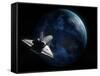 Space Shuttle Backdropped Against Earth-Stocktrek Images-Framed Stretched Canvas