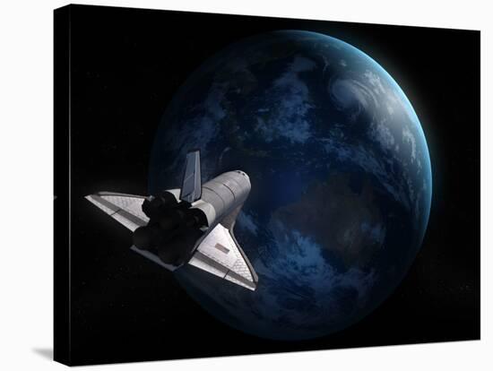 Space Shuttle Backdropped Against Earth-Stocktrek Images-Stretched Canvas