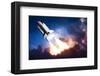 Space Shuttle & Clouds At Dusk-null-Framed Art Print