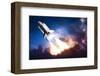 Space Shuttle & Clouds At Dusk-null-Framed Art Print