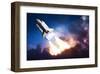 Space Shuttle & Clouds At Dusk-null-Framed Art Print