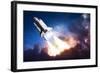 Space Shuttle & Clouds At Dusk-null-Framed Art Print