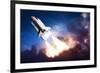 Space Shuttle & Clouds At Dusk-null-Framed Art Print
