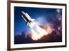 Space Shuttle & Clouds At Dusk-null-Framed Art Print