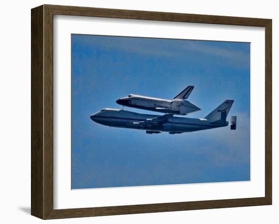 Space Shuttle Columbia flies on 9/21/12 over Los Angeles on its final flight, Malibu, CA-null-Framed Photographic Print