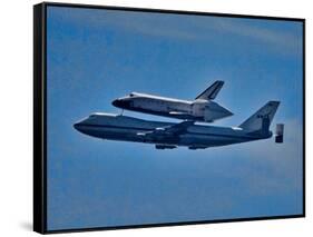 Space Shuttle Columbia flies on 9/21/12 over Los Angeles on its final flight, Malibu, CA-null-Framed Stretched Canvas