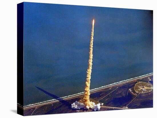 Space Shuttle Columbia on a Pillar of Exhaust as it Begins its Ten-Day Mission on Oct 22, 1992-null-Stretched Canvas