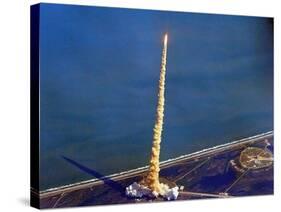 Space Shuttle Columbia on a Pillar of Exhaust as it Begins its Ten-Day Mission on Oct 22, 1992-null-Stretched Canvas