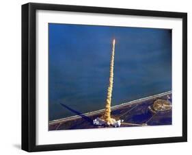 Space Shuttle Columbia on a Pillar of Exhaust as it Begins its Ten-Day Mission on Oct 22, 1992-null-Framed Photo