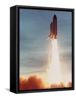 Space Shuttle Discovery 10 Blasting Off Launch Pad. Kennedy Space Center-null-Framed Stretched Canvas