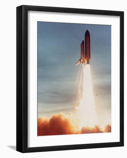 Space Shuttle Discovery 10 Blasting Off Launch Pad. Kennedy Space Center-null-Framed Premium Photographic Print
