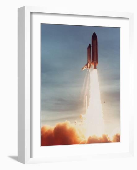 Space Shuttle Discovery 10 Blasting Off Launch Pad. Kennedy Space Center-null-Framed Photographic Print