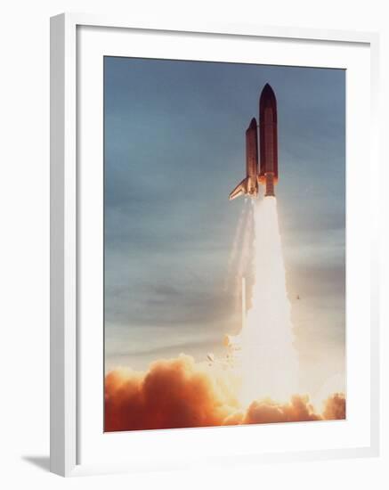 Space Shuttle Discovery 10 Blasting Off Launch Pad. Kennedy Space Center-null-Framed Photographic Print