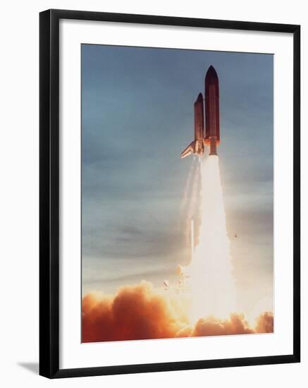 Space Shuttle Discovery 10 Blasting Off Launch Pad. Kennedy Space Center-null-Framed Photographic Print