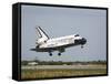 Space Shuttle Discovery Approaches Landing on the Runway at the Kennedy Space Center-Stocktrek Images-Framed Stretched Canvas