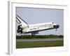 Space Shuttle Discovery Approaches Landing on the Runway at the Kennedy Space Center-Stocktrek Images-Framed Photographic Print