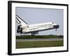 Space Shuttle Discovery Approaches Landing on the Runway at the Kennedy Space Center-Stocktrek Images-Framed Photographic Print