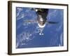 Space Shuttle Discovery Approaches the International Space Station-Stocktrek Images-Framed Photographic Print