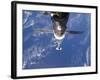 Space Shuttle Discovery Approaches the International Space Station-Stocktrek Images-Framed Photographic Print