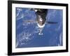 Space Shuttle Discovery Approaches the International Space Station-Stocktrek Images-Framed Photographic Print