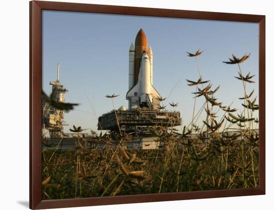 Space Shuttle Discovery at the Kennedy Space Center at Cape Canaveral, Florida, November 9, 2006-John Raoux-Framed Photographic Print