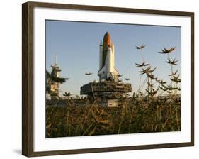 Space Shuttle Discovery at the Kennedy Space Center at Cape Canaveral, Florida, November 9, 2006-John Raoux-Framed Photographic Print