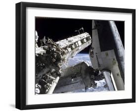 Space Shuttle Discovery Docked to the International Space Station-Stocktrek Images-Framed Photographic Print