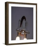 Space Shuttle Discovery Launched with Hubble Space Telescope in its Cargo Bay, April 24, 1990-null-Framed Photo